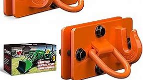 2 Pack Tractor Bucket Hooks with Tie Down Ring, Grade 70 Forged Steel Bolt On Grab Hook Tow Hook Mount with Backer Plate, Work Well for Tractor Bucket, RV, UTV, Truck, Max 15,000 lbs Orange