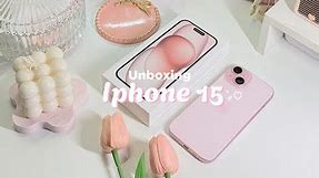 Aesthetic Iphone 15 pink unboxing (256gb) 𐙚 .° ༘ set up 🌷+ Camera comparison 🎀 + accessories 🩷