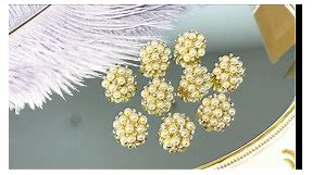 Jerler 10 Pcs Pearl Rhinestone Buttons Crystal Embellishments Sew on Clothing Buttons