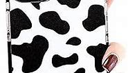 Abbery Designed for iPhone 13 Mini Case Cow Print, Clear with Design Cow Pattern Cute Durable Silicone TPU Sturdy Shockproof Protective Woman Girls Aessthetic Transparent Phone Cover for 13 Mini