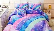 Tie Dye Comforter Girls Twin Comforter Set, 6 Pieces Colorful Rainbow Bed in A Bag, Pastel Gradient Galaxy Bedding Sets with Sheets, Comforter and Pillowcases for Teens Kids