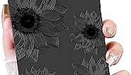 OOK Floral case for iPhone 13 Pro max Case, Cute Sunflower Floral Blooms Design Soft TPU Shockproof Protective for Women Girls Phone Cover - Black Flower