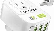 US to UK Travel Adapter, LENCENT Ground Charger Plug with 3 USB Power Adaptor for England Ireland Scotland British Irish London Hong Kong Ireland -3-Pin Grounded (Type A to Type G)