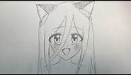 How to draw cute “Neko” anime cat girl | no time lapse step by step