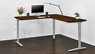 UPLIFT L-Shaped Custom Solid Wood Standing Desk, 3-Leg