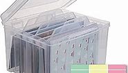 Greeting Card Storage & Organizer Box with 6 Coloful Removable Dividers for Holiday Birthday Get Well Cards Photos, Crafts, Scrapbooking(Clear)