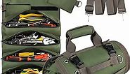 Tool Bag Roll Up, UUP Heavy Duty Tool Organizer for Men Women, Portable Tool Storage Box with 2 Detachable Zipper Pouch, Compact Small Carrier Bag for Electrician Mechanic, Father Day Dad Gifts, Green