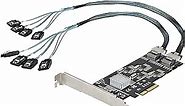 StarTech.com 8 Port SATA PCIe Card - PCI Express 6Gbps SATA Expansion Adapter Card with 4 Host Controllers - SATA PCIe Controller Card - PCI-e x4 Gen 2 to SATA III - SATA HDD/SSD (8P6G-PCIE-SATA-CARD)