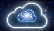 Neon Cloud Shape Tunnel Moving in Dark Blue Night Sky Glowing Lights 4K TikTok Trend Background