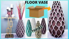 How To Make Long Flower Vase With Cardboard || DIY Tall Floor Vase