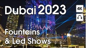 Dubai 🇦🇪 Burj Khalifa, Lake, Fountains, Led Shows [ 4K ] Night Walking Tour!