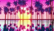 Sunset Palms Beach, Vaporwave Aesthetic 4K