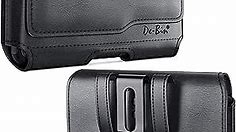 DeBin Cell Phone Case for iPhone SE, iPhone 8, 7, 6s, 6 Premium Leather Belt Holster Case with Belt Clip Carrying Pouch Cover for Men Women (Fits iPhone with Otterbox Case on) Black