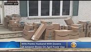 Wife Pranks Husband With Dozens Of Amazon Boxes On April Fools' Day