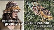 granny stitch bucket hat | crochet tutorial + FREE pattern
