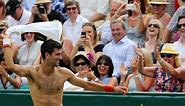 Novak Djokovic teases crowd with shirt at Wimbledon warm-up – video