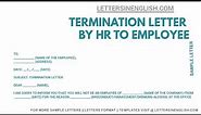 Termination Letter to Employee - Termination Letter Format - Letters in English
