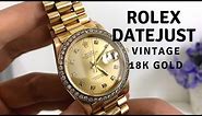 Rolex Datejust Vintage 1985 (16018) Full 18K Gold Diamond Bezel Close Up ASMR