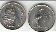 SOUTH AFRICA 1965 5 C 5 CENTS COIN VALUE + REVIEW Blue Crane