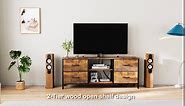 Lulive TV Stand Dresser for Bedroom, Entertainment Center with Power Outlet & Open Shelf, Media Console Table with 4 Fabric Drawers Storage Organizers for 50 Inch TV for Living Room
