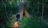 Girl Live Off Grid, Built a Thousand Year Old Tree Roots House by Ancient Skills