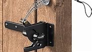 skysen Self Locking Fence Gate Latch Carbon Steel Black/Lock Post Mount with Stainless Steel Spring Cable Pull(JLXSDS-1)