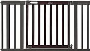 Summer Infant West End Safety Baby Gate, Dark Walnut Stained Wood with Charcoal Metal Frame – 30” Tall, Fits Openings up to 36” to 60” Wide, Baby and Pet Gate for Wide Spaces and Open Floor Plans