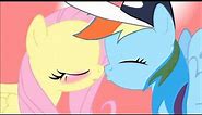 Fluttershy and Rainbow Dash kiss