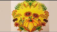 Coloring 🍂 fall leaves 🍂 Pumpkins and Daisies | Fall Coloring Pages by Davlina Art