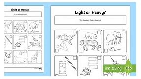 Heavy or Light Worksheet