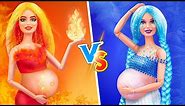 Hot vs Cold Challenge / 12 DIY Pregnant Barbie Hacks and Crafts