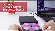 Rioddas External CD Drive, USB 3 0 Portable CD DVD + RW Drive Slim DVD CD ROM Rewriter Burner