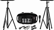 Rockville GB1 Portable Powered PA System W/Mixer+Speakers+Stands+Mic DJ Package