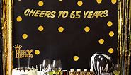 Cheers to 65 Years Gold Glitter Banner - 65th Birthday and Anniversary Party Decorations