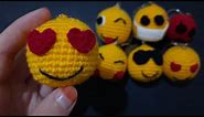 easy crochet amigurumi emoji keychain. hearted eye emoji keychain.👉😍