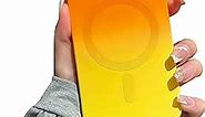 Sayoaho Magnetic iPhone 14 Case [Compatible with MagSafe], Cute Gradient Color Case for Women & Men, Soft TPU Shockproof with Camera Lens Protector Case for iPhone 14-Orange Yellow