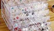 FEECKOCK Acrylic Jewelry Organizer Box with 120 Compartments, Clear Jewelry Holder Organizer, 5 Drawers Earring Holder Organizer, Earring Storage Organizer for Ring, Necklace, Bead