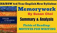 "Memorywork" by Susan Choi || Summary || BA/BSW 3rd Year Compulsory English New Syllabus