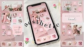 customize your iphone 🌷 iOS15 (Soft Pink Theme)✨ | how to have an aesthetic phone