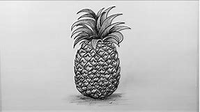 How to draw pineapple easy and step by step or shading for beginners Fruits drawing