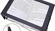 Goquik Full Page 3X Reading Magnifying Glass with 12 LED Lights, Handheld Or Hands Free Magnifier with Stand & Lanyard - Large A4 Sheet Illuminated Vision Aid for Books, Newspapers