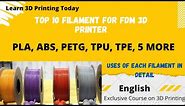 Types of Filaments for FDM 3D Printer / All the Different 3d printing Filaments Explained!
