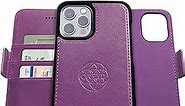 Dreem Fibonacci iPhone 13 Pro Max Wallet case / 2-in-1 Shockproof case and Detachable Vegan Leather Folio, MagSafe Compatible, RFID Protection [Purple]