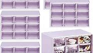 6 Pcs Mini Drawer Organizer Small Organizer with Drawers Plastic Desktop Storage Box with 9 Drawers Desk Craft Organizer for Office Home Room Jewelry Cosmetics Collection, Wall Mounted (Purple)