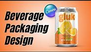 Beverage Packaging Design 330 ml Orange Juice Can | Canva Tutorial