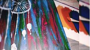 Dream catcher/ Acrylic painting for beginners/ black canvas painting