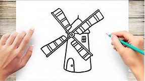 How to Draw Windmill Step by Step