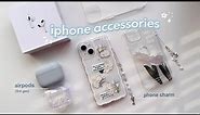 iPhone 14 accessories unboxing & try-on 💫 | cute cases, phone charms, airpods 3