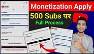 500 Subscribers Monetization Apply | Monetizatoin Apply 500 Subscribers and 3000 Hours Watchtime