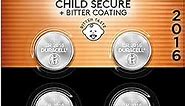 Duracell CR2016 3V Lithium Battery, Child Safety Features, 4 Count Pack, Lithium Coin Battery for Key Fob, Car Remote, Glucose Monitor, CR Lithium 3 Volt Cell